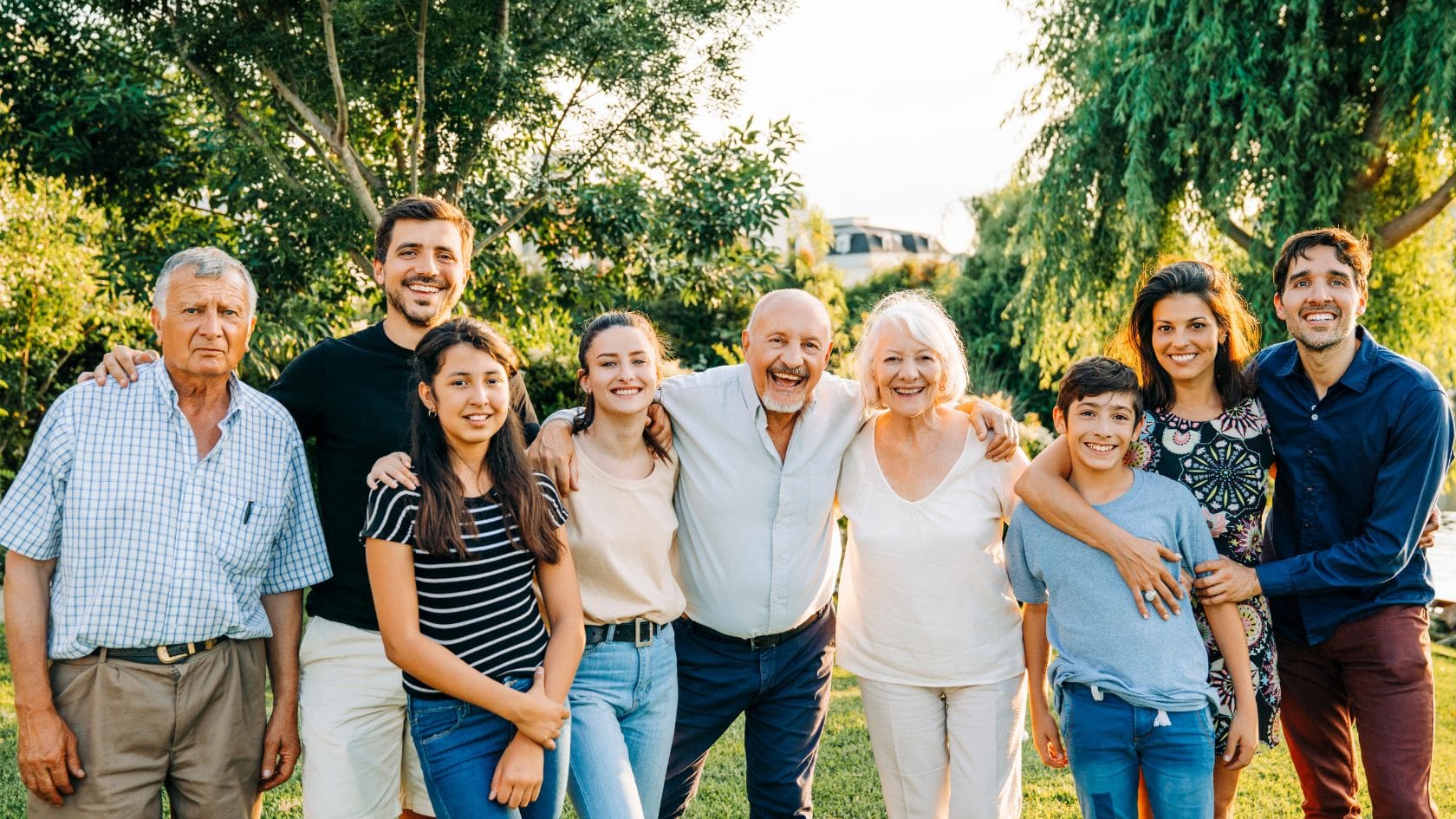 Group photo of a happy family. Happy Memories . Key Happiness Statistics from the World Happiness Report